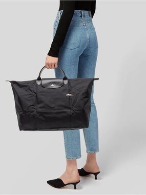 Longchamp Black Nylon Weekender Bag